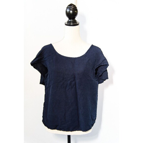 Ann Taylor Flutter Sleeve Linen Blouse M - Picture 1 of 4